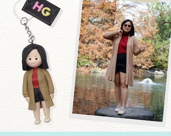 Llavero personalizado Figura de arcilla hecha a mano para familiares, mascotas, amigos, regalo para cualquier ocasión