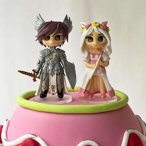Final Fantasy personalisierbare Tortenfiguren-Themenhochzeit - Gamer- und Anime-Figuren, perfektes Geburtstagsgeschenk für Gamer