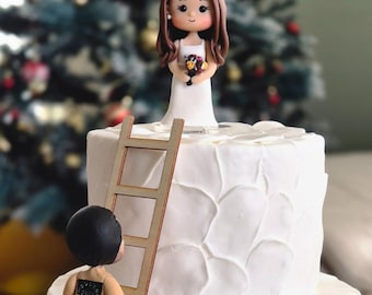 Feuerwehrmann Kuchen Topper Hochzeit Dekoration Feuerwehrmann Accessoire Accessoire Braut Figurine Handmade Romantisches Design Nach Maß Jubiläum