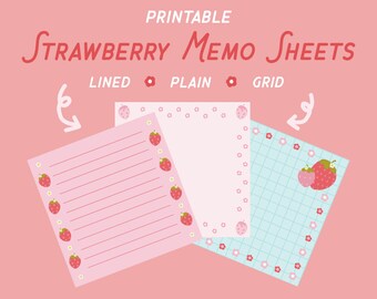 Strawberry Themed Memo Sheets | Printable/Downloadable Memo Sheets