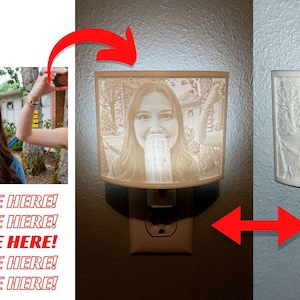 Custom 3D Printed Lithophane Nightlight - Personalized Photo Gift with Optional Text & Free Auto-Dimming Light