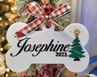 Custom Pet Decoration | Personalized Dog Bone Ornament | Pets First Christmas Ornament | Winter Solstice Decor | Handmade Ornaments