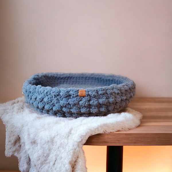 Pet Bed | Chunky Knit Dog Bed | Chenille Cat Bed | Cat Nest | Wool Pet Bed | Cat Basket | Calming Cat Bed | Pet Nest | MACHINE WASHABLE