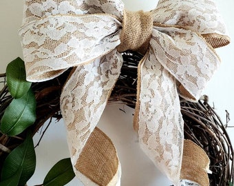 Handmade Burlap Lace Christmas Bow: Shimmery Gift Wrapping