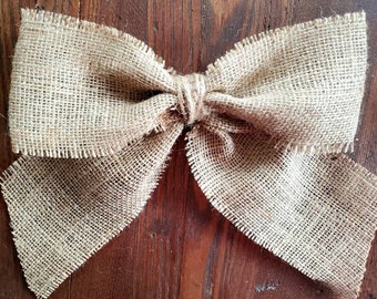Noeud en toile de jute rustique fait main : couronne et décoration des Fêtes
