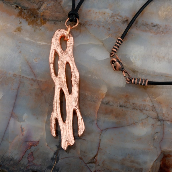 Copper Cholla Cactus Pendant - Copperplated Organic Cholla Cactus Wood - Southwestern Desert Style