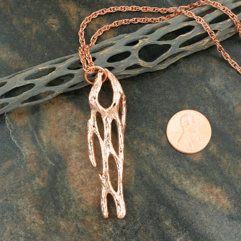 Copper Cactus Pendant Southwestern Desert Style Copperplated Organic Cholla Cactus Wood