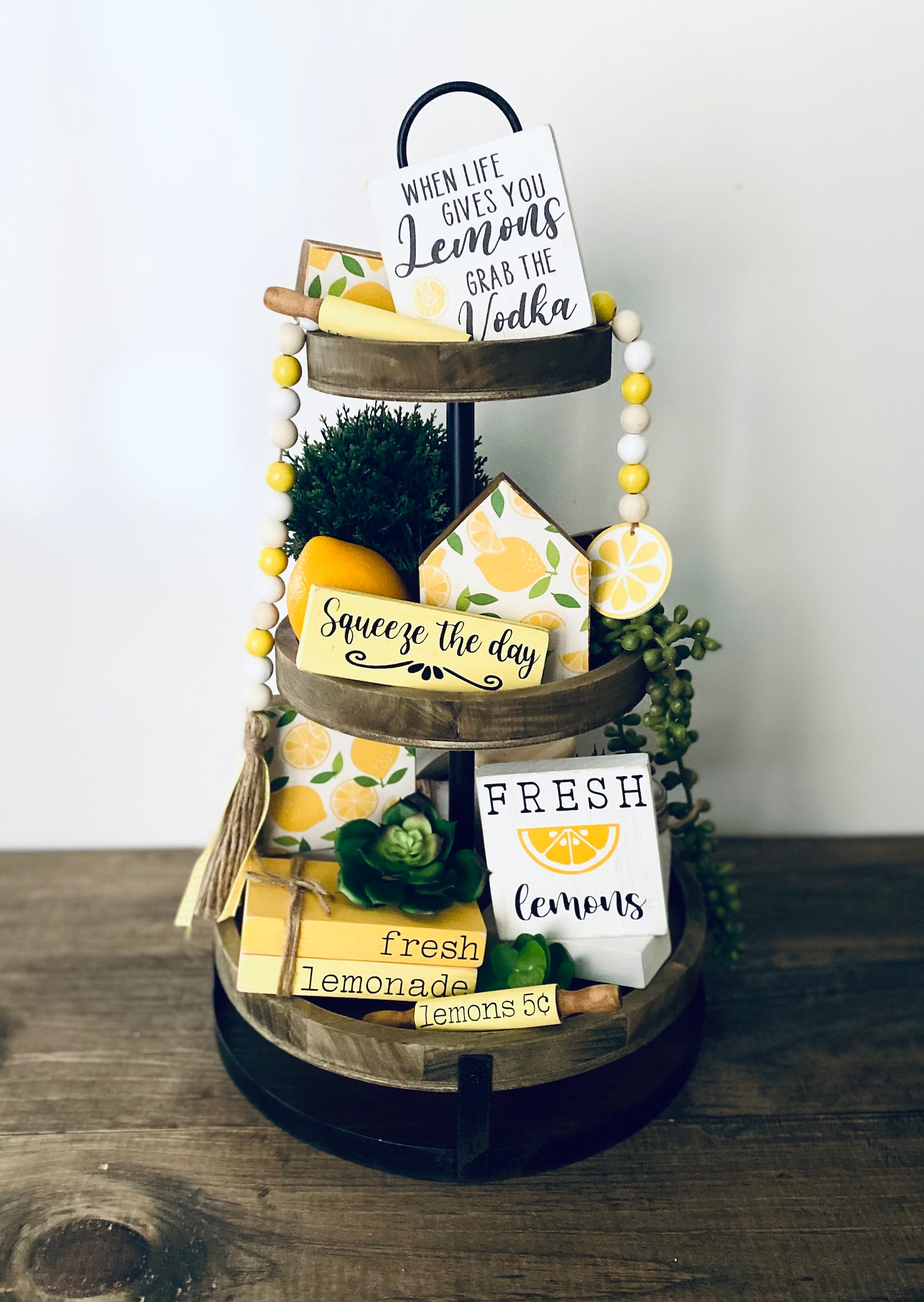 Tiered Tray Bundle Lemon Decor Spring decor Tier Tray Etsy