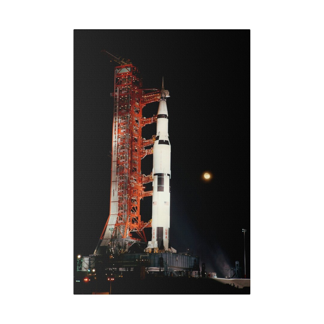 Ready to Launch Saturn V on Launch Pad, Matte Canvas, Stretched, 0.75