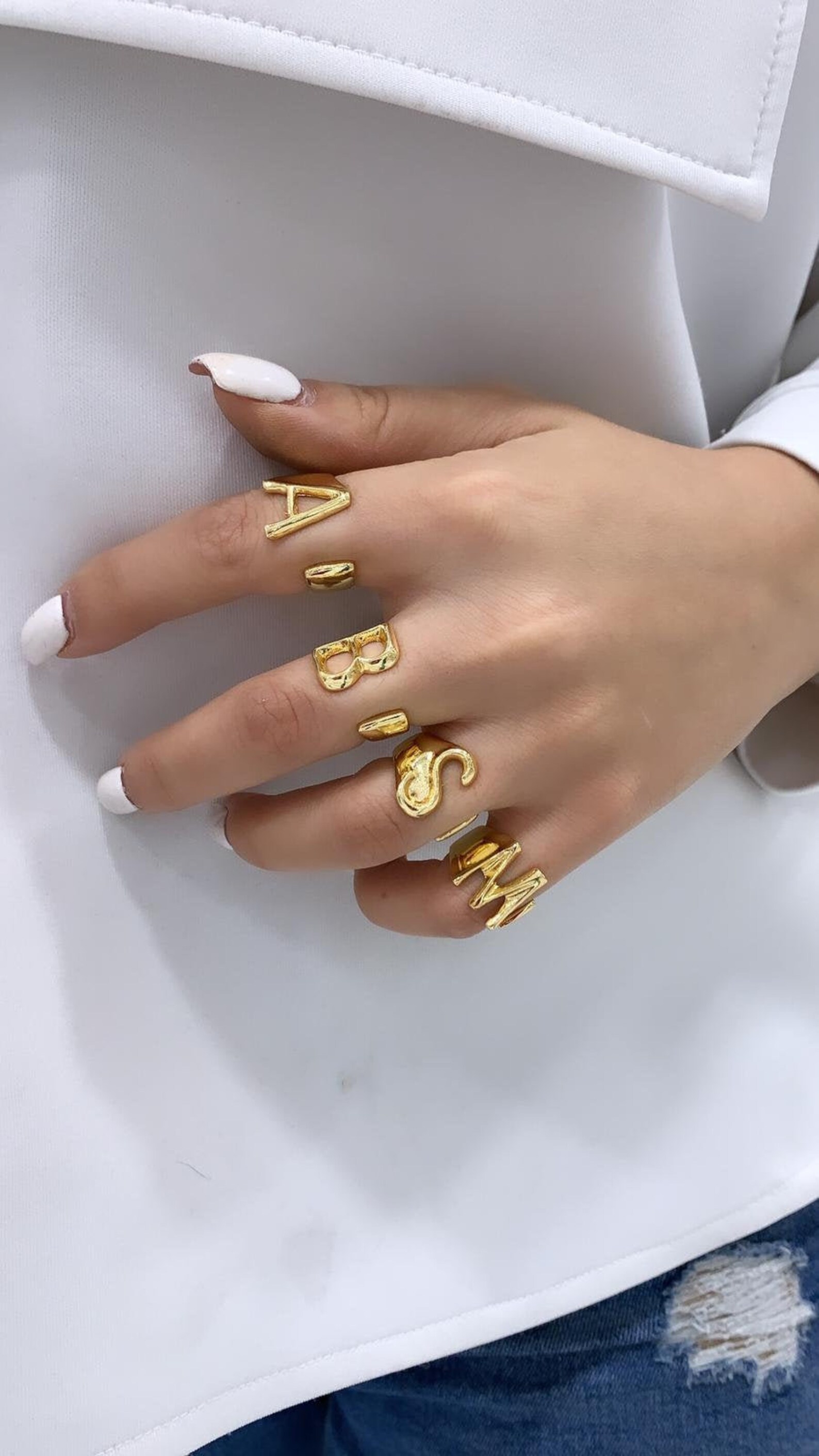 name letter ring gold