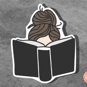 Girl Reading Laminated Sticker