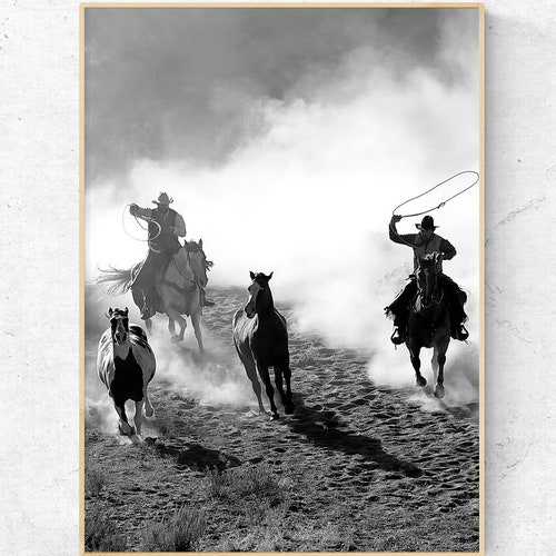 Wild West Photo Vintage Style Black and White Cowboy - Etsy