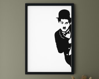 Charlie Chaplin , Illustration , Portre Illustration , Modern Art , Wall Decor , Illustration Print , Wall Poster , INSTANT DOWNLOAD