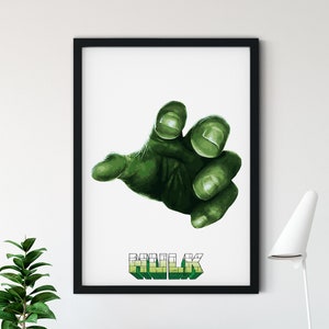 Ilustração do Hulk, design personalizado, pôster de super-herói, decoração de parede, impressão mínima, download instantâneo