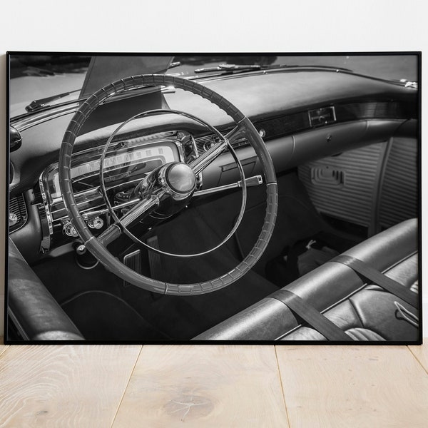 Classic Car Print , Digital Print , Black and White , Car Poster , Vintage Photo , Wall Decor , Photo Art ,INSTANT DOWNLOAD