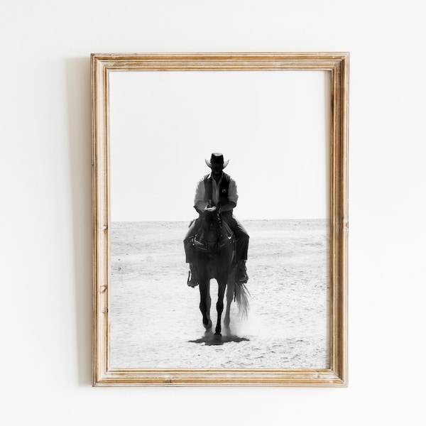 Cowboy Photo Print , Wild West Photo , Vintage Style , Black and White , American Style , INSTANT DOWNLOAD