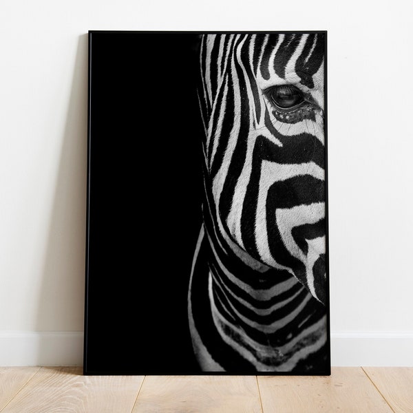 Zebra Photo Print , Zebra Print ,Black and White Photo Print , Wall Decor , Modern Art , Digital Print , INSTANT DOWNLOAD