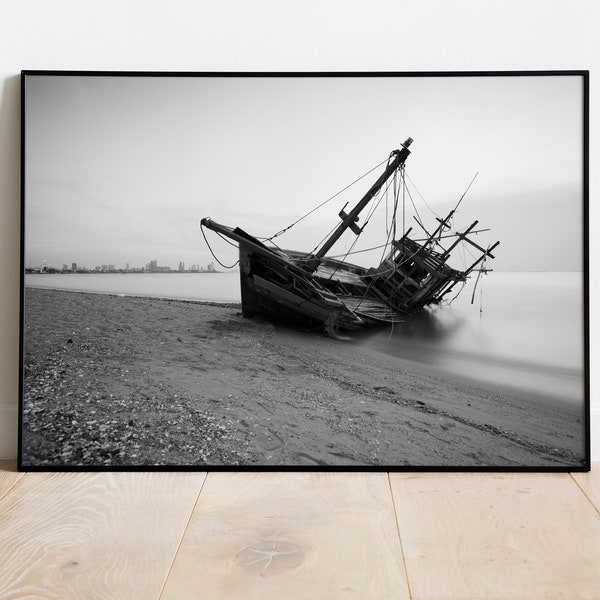 Ship Photo , Ship , Black and White Photography Print , Home Decor , Wall Art , INSTANT DOWNLOAD