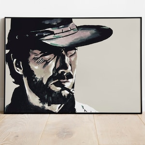 Clint Eastwood Print , Printable Wall Art , Cowboy Print , Western Poster , Wall Decor , Illustration Print , Wall Poster , INSTANT DOWNLOAD
