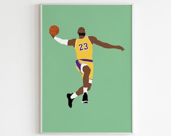 Lebron James Illustration Print , Basketball PLayer Print , Sport Art , Basketball , Illustration Print , Wall Poster , INSTANT DOWNLOAD