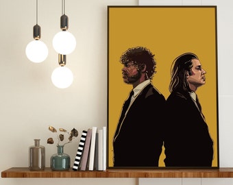 Pulp Fiction Print , Printable Wall Art , Vintage Art , Film Poster , Illustration Print , Wall Poster , INSTANT DOWNLOAD