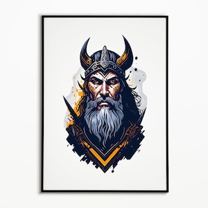 Viking Print , Printable Wall Art , Vikings Poster , Abstract Illustration Print , Wall Decor , Minimalist Art , INSTANT DOWNLOAD