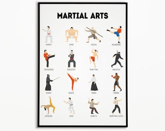 Martial Arts Print , Printable Wall Art , Portre Illustration , Wall Decor , Illustration Print , Wall Poster , INSTANT DOWNLOAD