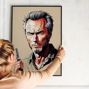 Clint Eastwood Druck, Druckbare Wand Kunst, Cowboy Druck, Western Poster, Wand Dekor, Illustration Druck, Wand Poster, INSTANT DOWNLOAD