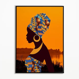 African Woman Illustration Print , Portre Illustration , Modern Art , Wall Decor , Illustration Print , Wall Poster , INSTANT DOWNLOAD
