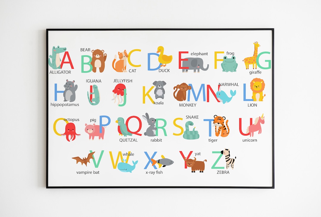 Kids Alphabet Print , Printable Wall Art , Abstract Poster , Wall Decor ...