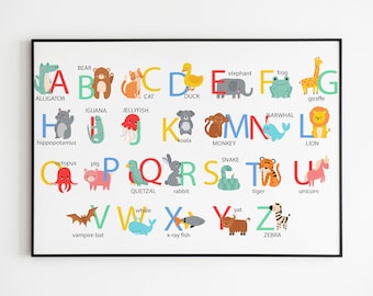 Kids Alphabet Print , Printable Wall Art , Abstract Poster , Wall Decor , Retro Colors , Minimal Art , INSTANT DOWNLOAD