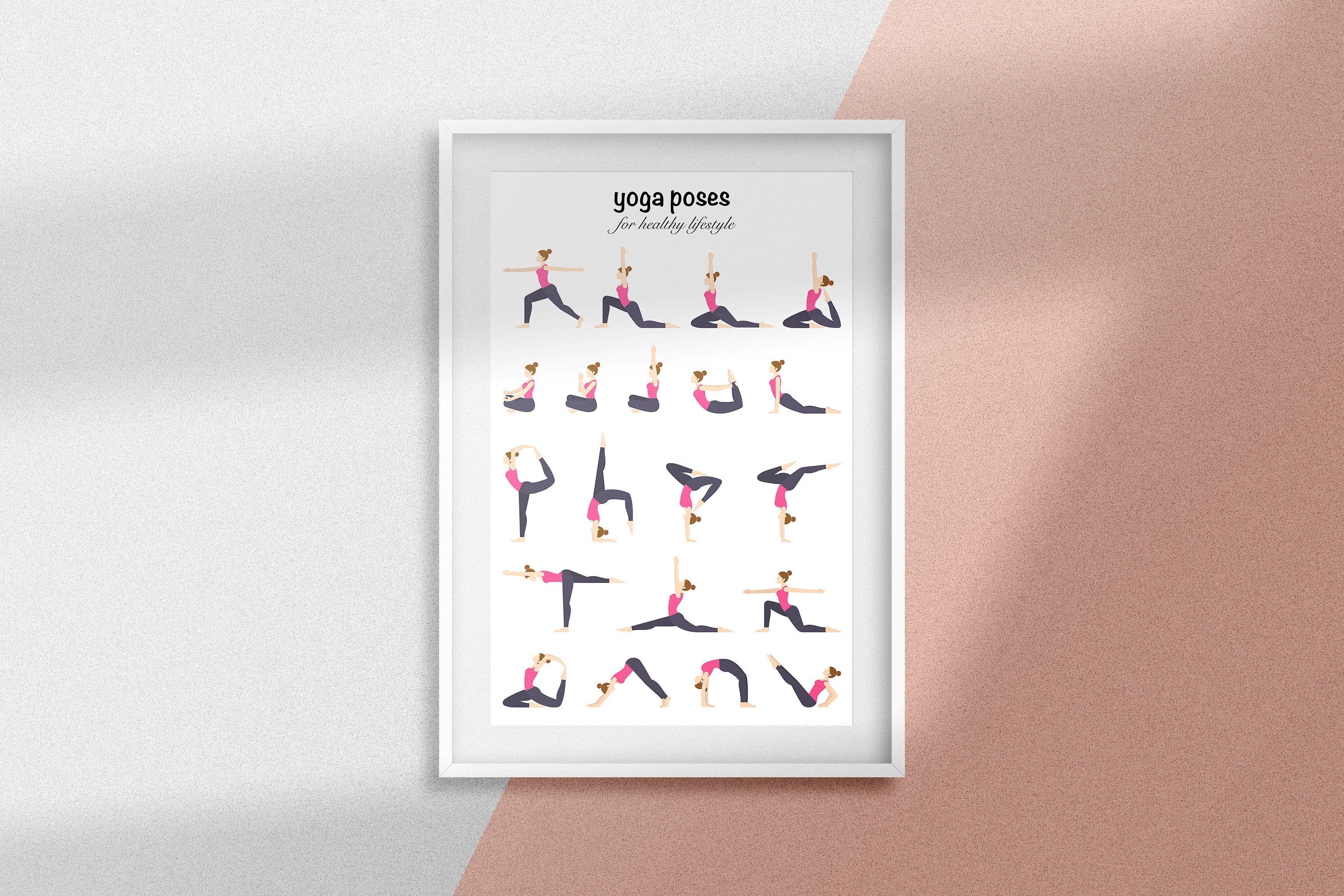 Yoga Poses Print Printable Wall Art Sport Poster Wall Etsy