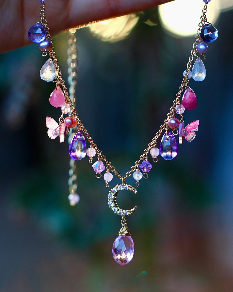 Amethyst & Pink Sapphire Mini Cosmos Arc Necklace main image 1