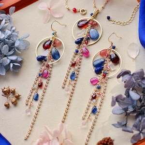 Red Garnet / Kyanite / Sapphire / Lapis lazuli / Andesine Labradorite Jewelry Set // 14K Gold Filled Unique Design Lovely Gift For Her