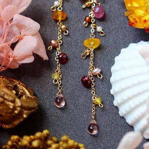 Button Baroque Pearl / Citrine / Rose Red Quartz / Sapphire Butterfly Dangle Earrings // 14K Gold Filled Dainty Unique Jewelry // Lovely Gif image 10