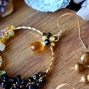 Handmade Chinese Dragon Style Labradorite / Citrine Cluster Hoop Earrings // 14K Gold Filled Fine Dainty Jewelry // Gorgeous Unique Gift image 6