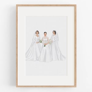 Ritratto di matrimonio generazionale, regali per la madre della sposa, ritratto personalizzato da foto, regalo per la madre dalla figlia, regalo di compleanno per la mamma