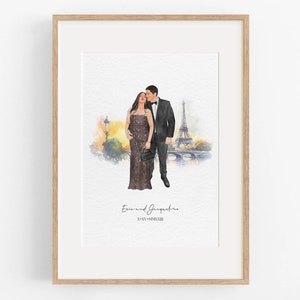 Couple Portrait Custom Loved One Portrait Watercolor Painting From Photo Engagement Anniversary Gift Personalized Art Commission