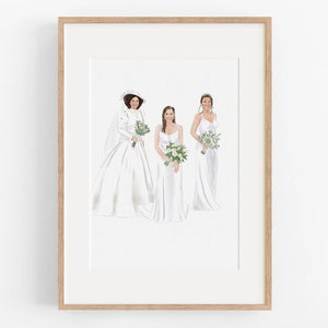 Ritratto di matrimonio generazionale, regali per la madre della sposa, dipinto ad acquerello personalizzato da foto, regalo personalizzato per la festa della mamma da parte della figlia