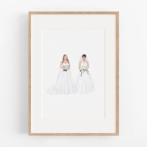 Ritratto di matrimonio generazionale, regali per la madre della sposa, regalo per la madre dalla figlia, regalo di compleanno per la mamma, ritratto personalizzato da foto