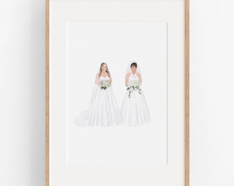 Generational Wedding Portrait, Mother Of The Bride Gifts, Mother Gift From Daughter, Mom Birthday Gift, Custom Portrait Painting From Photo