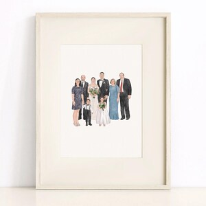 Ritratto di famiglia personalizzato da foto, dipinto ad acquerello, regalo per la festa della mamma da parte della figlia, regalo per la nonna, illustrazione disegnata a mano personalizzata