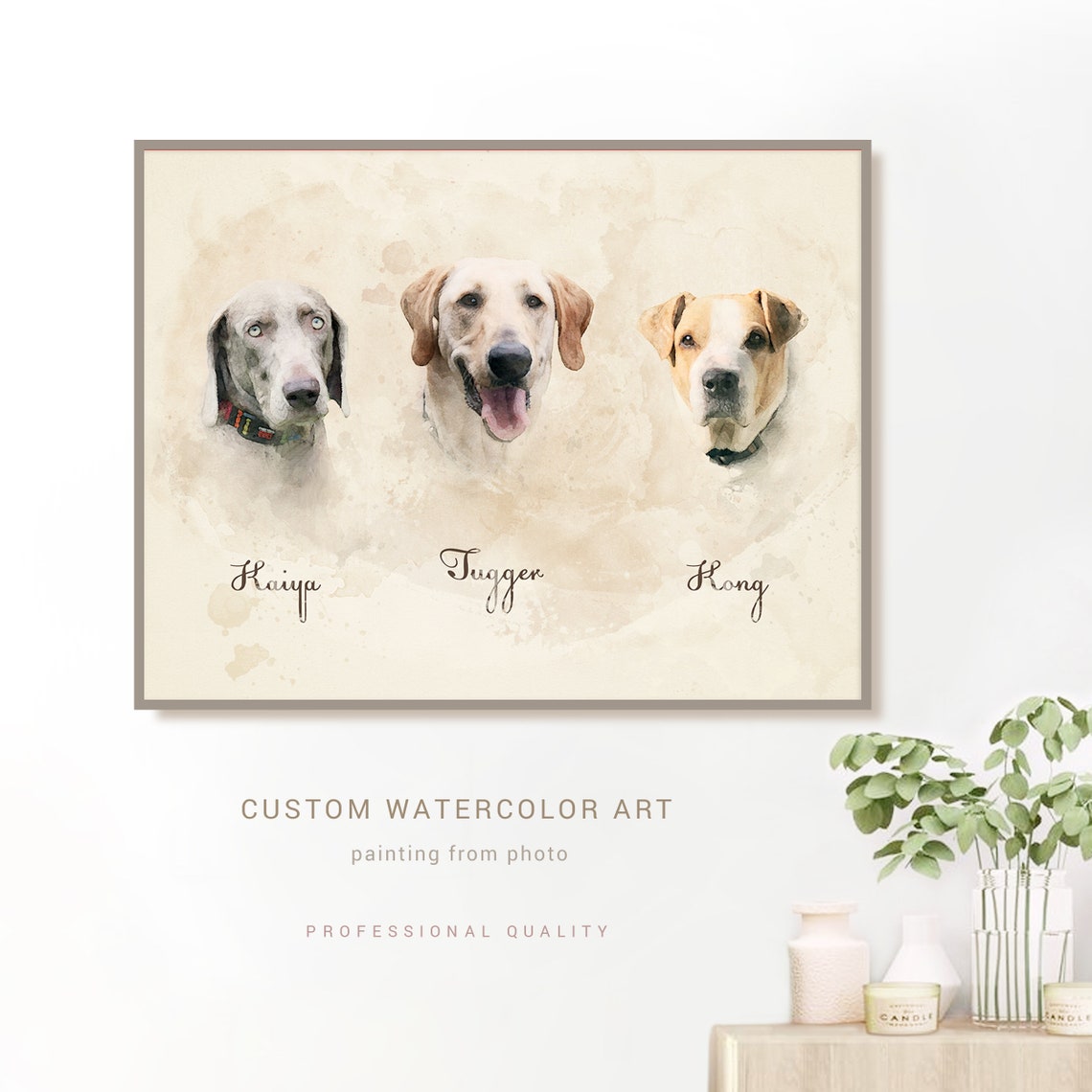 Custom cat portrait cat memorial gift watercolor painting