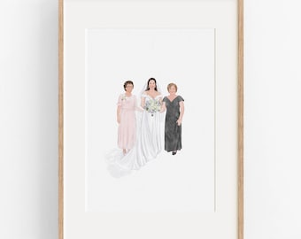 Mother Of The Bride Gifts, Mother Gift From Daughter, Mom Birthday Gift, Generational Wedding Portrait, Custom Portrait Painting From Photo