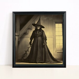 Lámina de bruja retro: decoración de Halloween vintage, arte mural imprimible