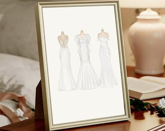 Three Generation Wedding Dress Portrait from Photo: Mother of Bride Gift