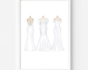 Wedding Dress Illustration Generational Portrait: Mother of Bride Gift