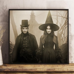 Halloween Decor, Custom Family Portrait From Photo, Witchy Gifts, Spooky Season, Printable Wall Art, Victorian Gothic Home Decoration