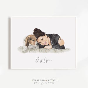 Ritratto personalizzato di famiglia e animali domestici da foto, regalo commemorativo per animali domestici, dipinto ad acquerello personalizzato, illustrazione di cane per proprietari di animali domestici, ritratto di animale