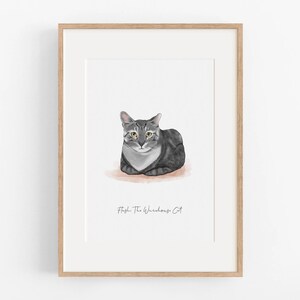 Dipinto personalizzato di un gatto, ritratto ad acquerello da foto su tela e carta, regalo commemorativo per animali domestici, stampa artistica da parete, regalo per amanti e simpatie, perdita di un gatto